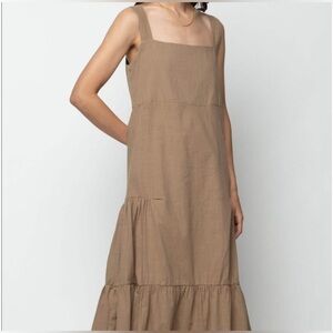 Oak + Fort  Linen Tiered Hem Dress| Size: OS